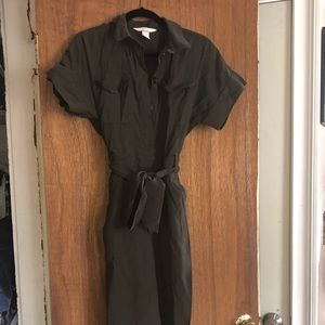 Olive green H&M utility jumpsuit.